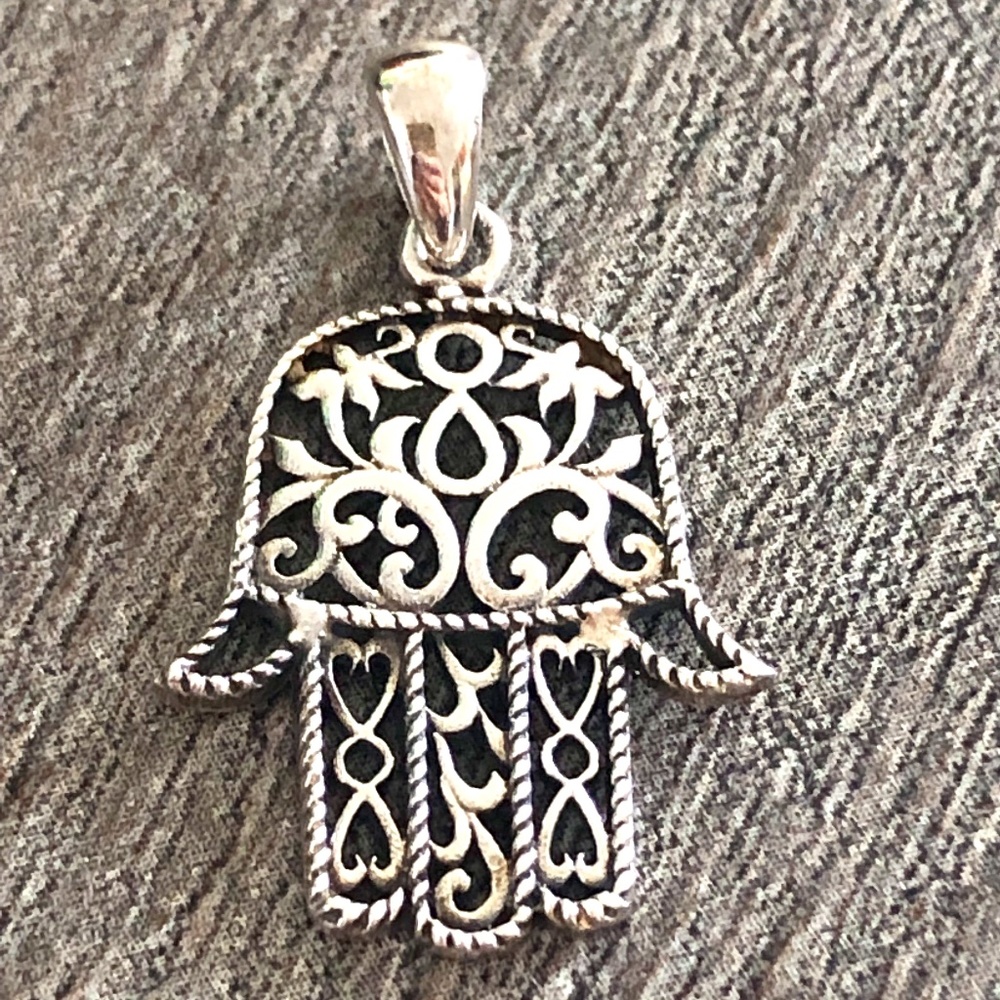 Sterling Silver Hamsa Pendant Charm for Necklace